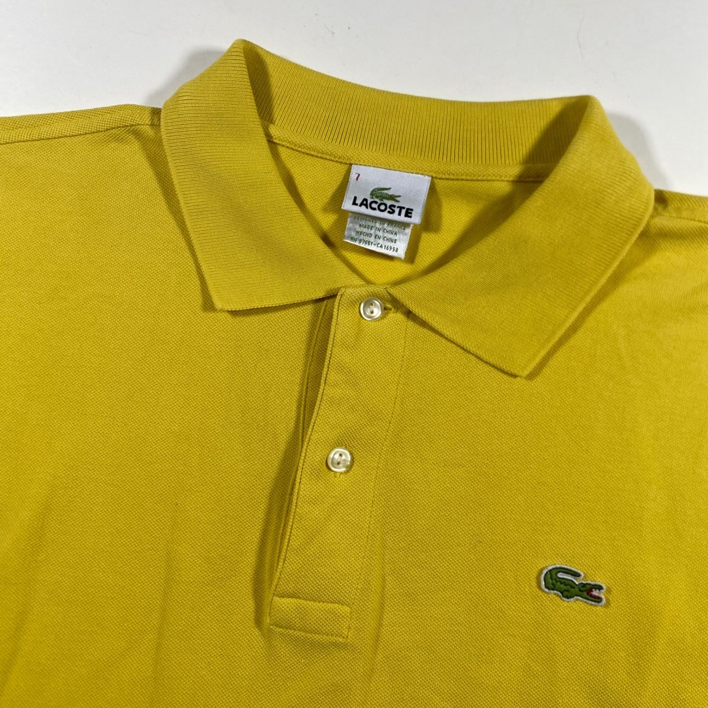 Lacoste Mens Yellow Short Sleeve Pique Cotton Polo Shirt Size 7 XL H205